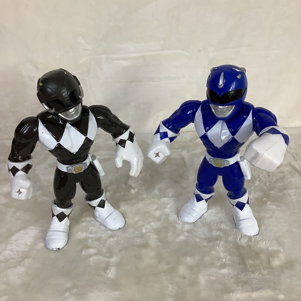 2 Power Rangers Heroes Mega Mighties‎ Mighty Morphin 10" Black And Blue Rangers